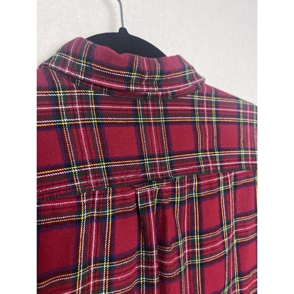 Eddie Bauer Men's Checkered Red Flannel Long Sleeve Shirt Size Large Button Up - Picture 9 of 9